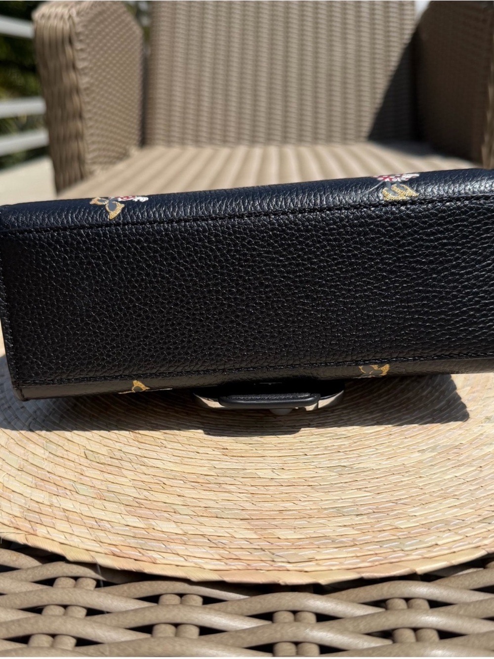 kate spade x Disney Black Minnie Mouse Pearl-Embellished Top-Handle Mini Bag - Picture 6 of 13